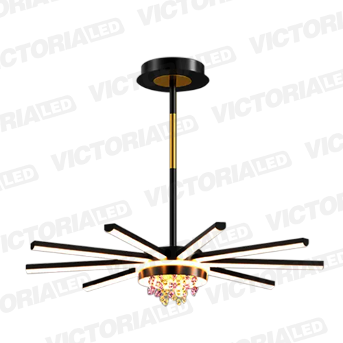 [2053-8 3T BLACK] LAMPARA DECORATIVA DE TECHO LED METAL/VIDRIO NEGRO