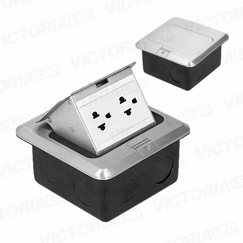 [VLTPS-15A] TOMACORRIENTE UNIVERSAL DE PISO ACERO INOXIDABLE 250V 15A SILVER 1U/C